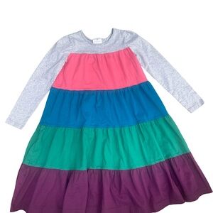 Hanna Andersson Multicolor Tiered Long Sleeve Dress girls size 10